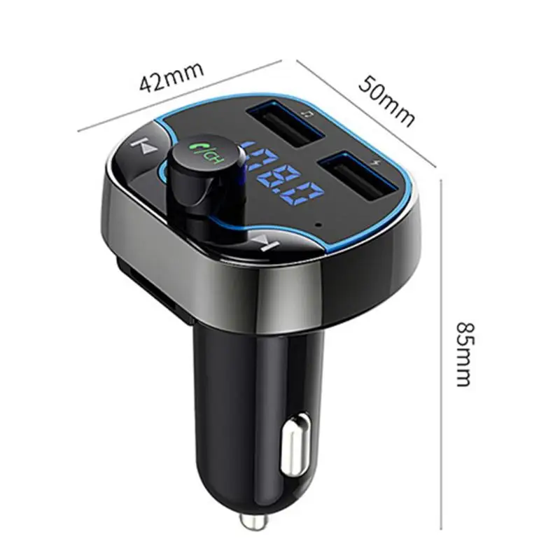 Прочный автомобильный fm-передатчик тонко обработанный T24 Bluetooth 4,2 fm-передатчик Беспроводное зарядное устройство для tf-карты U диск