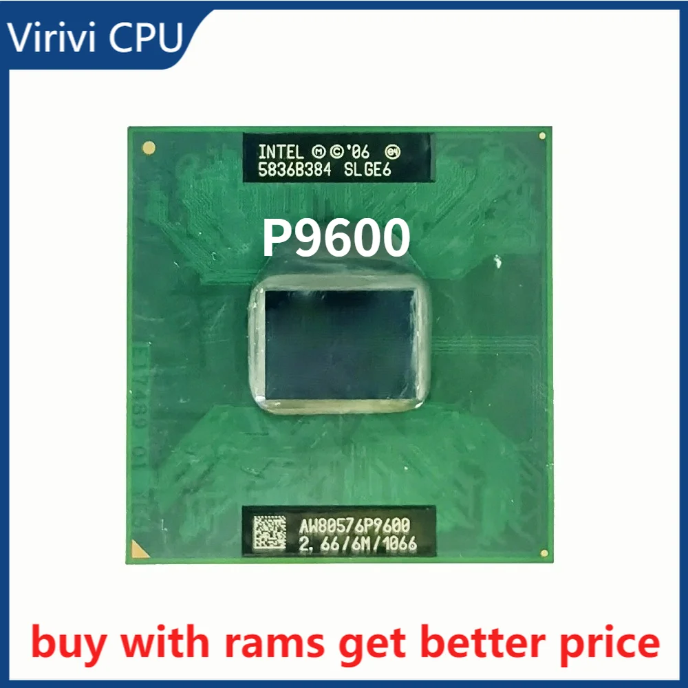 Процессор Intel Core 2 Duo Mobile P9600 SLGE6 6 ГГц двухъядерный двухпотоковый ЦПУ Мб 25 Вт Разъем