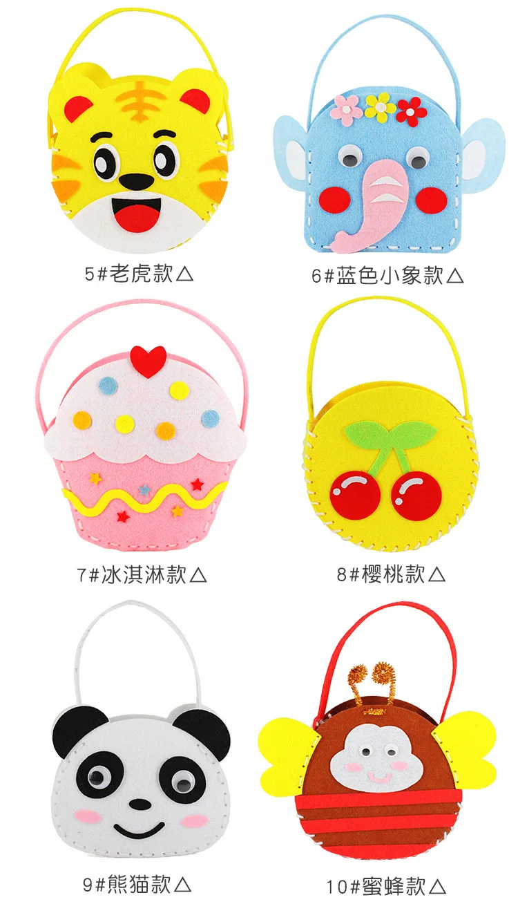 kindergarten lots arts crafts diy toys Colorful Mini Handbag crafts kids educational for children's toys girl/boy christmas gift