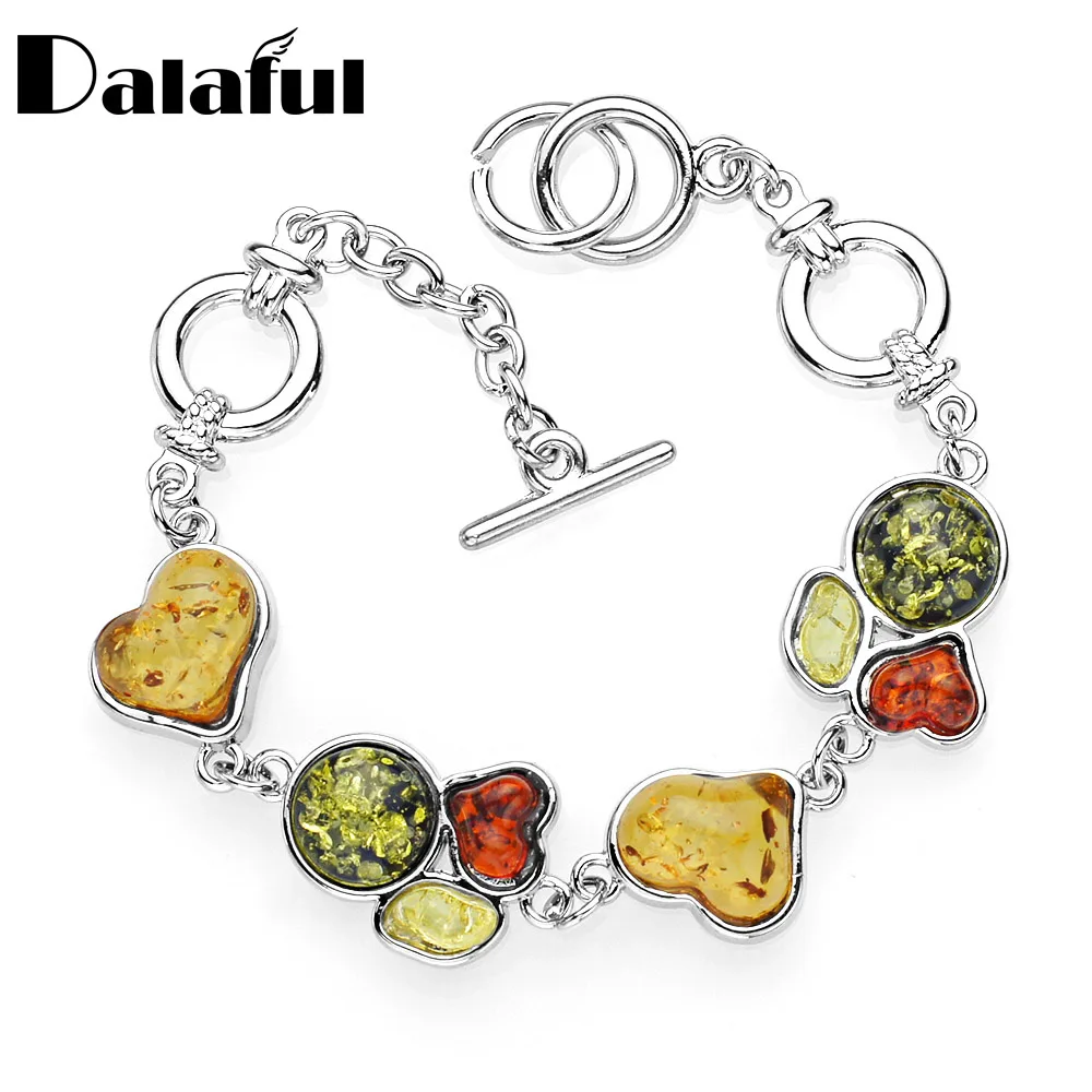 Мода Сердце Имитация синтетический мед прибалтийские браслеты и браслеты многоцветный круглый браслеты для дам подарок L83501