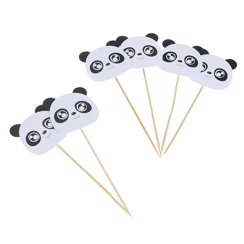 6pcs Panda Cupcake Cake Topper Picks For Kids Birthday Party Baby Shower Wedding Cake Decoration Animal Jungle Party Supplies
