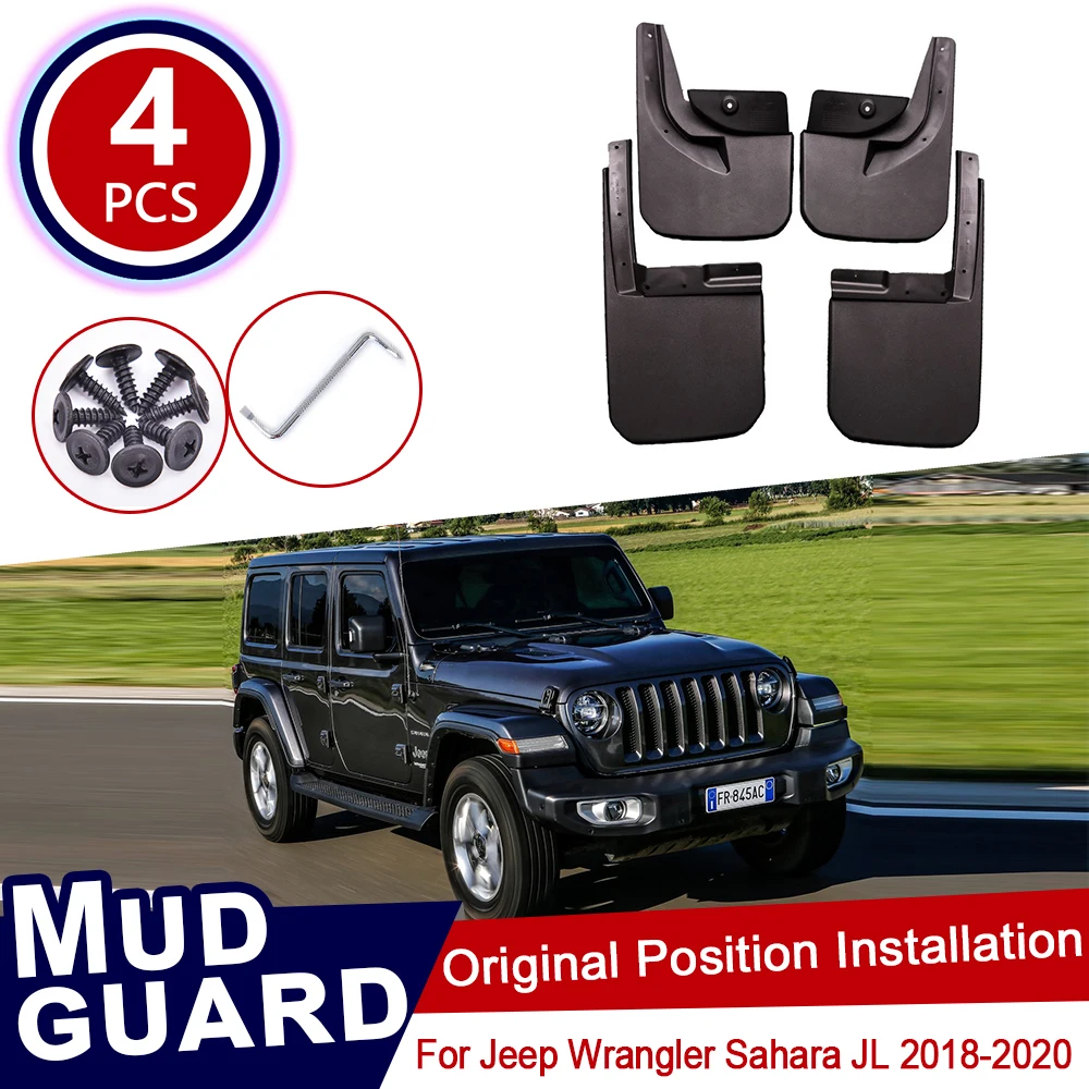 4PCS Front&Rear Splash Guards Mud Flaps Mudguards for Jeep Wrangler JL 2018-2020