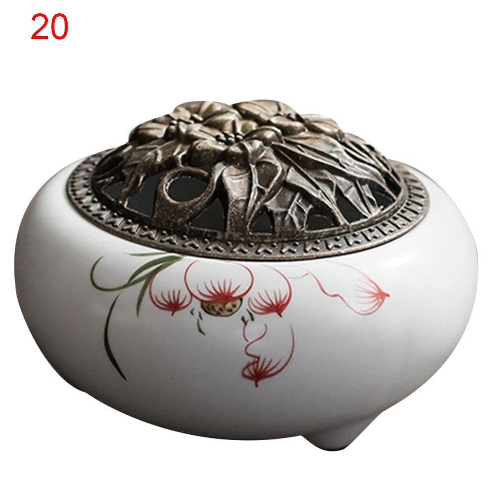 Lovely Vintage Ceramic Censer Smoking Flow Incense Holder Gift Decoration for Home Office Room XH8Z - Цвет: 20