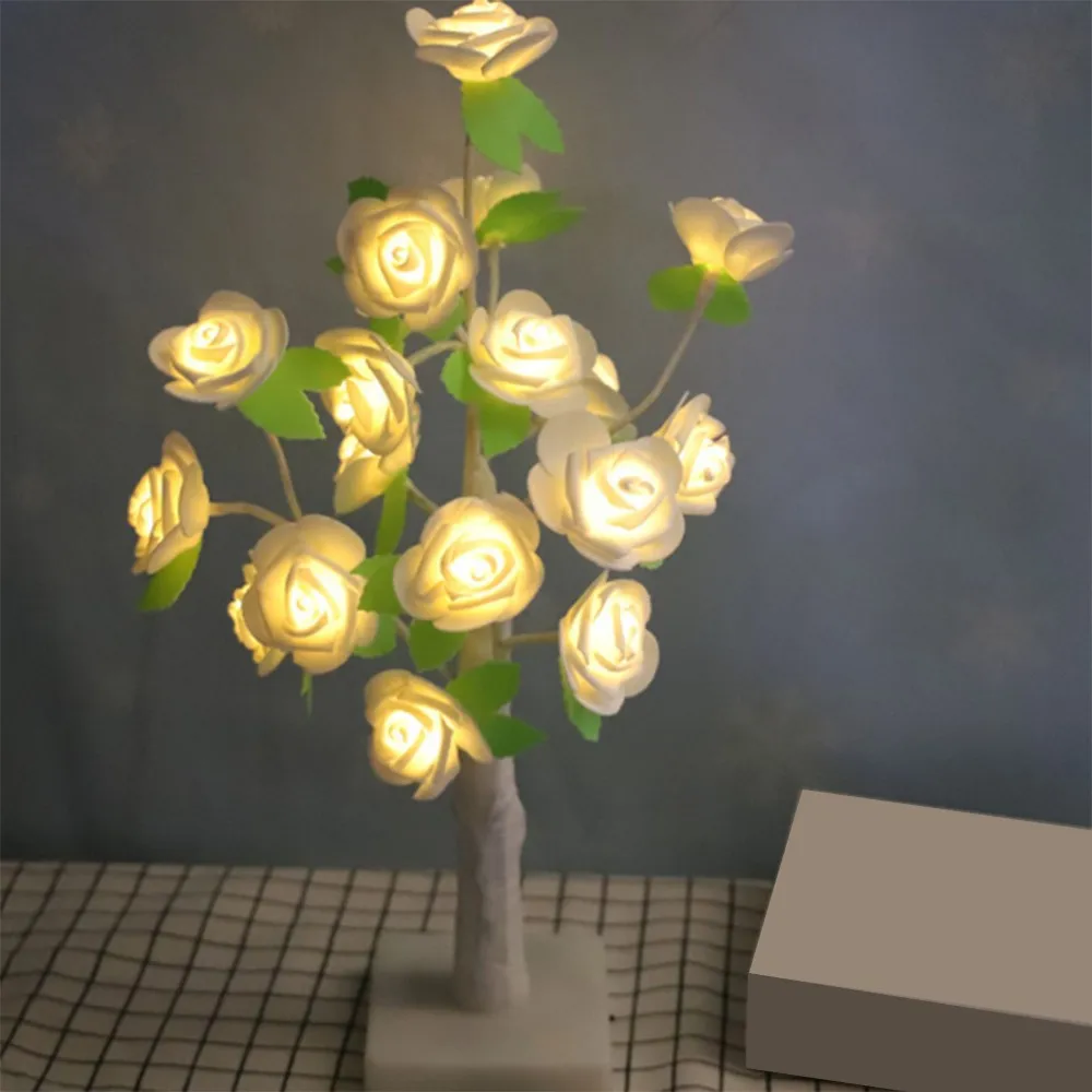 Rose Table Lamp Christmas Valentine Wedding Ins Style Decoration LED Night Light for Home Festival Party Illumination | Дом и сад