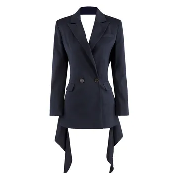 

TVVOVVIN New Summer 2019 European Style Full Sleeve Patchwork Hollow Out Single Button Notched Collar Women Slim Coat F331