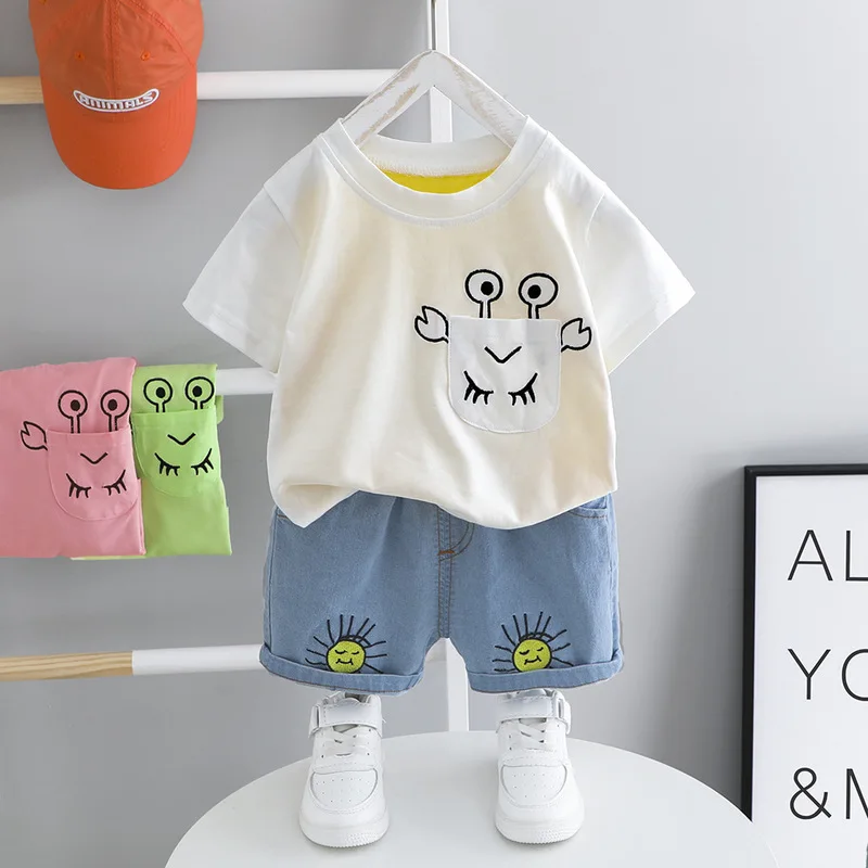 Summer Baby Boy Clothes Denim Shorts Set Little Boys T shirt And Short Pants 2pcs Casual Toddler