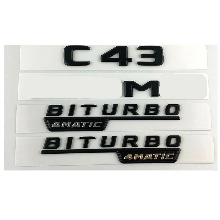 Matt Black Черный для C43 AMG BITURBO 4matic Багажник крыло значки-эмблемы для Mercedes - Цвет: Matt Black