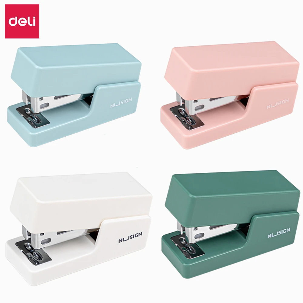 Deli-minimáquina Grapadora con grapas 24/6 26/6, grapadora de papel a la moda para papelería, accesorios de oficina, suministros escolares
