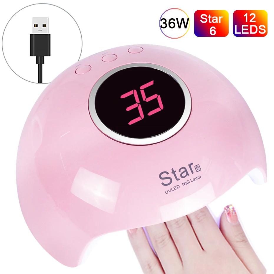 

UV Lamp LED Nail Dryer Sun Light Curing All Gel Polish Drying LCD Display USB Smart Timing Manicure Nail Art Tools JISTAR6