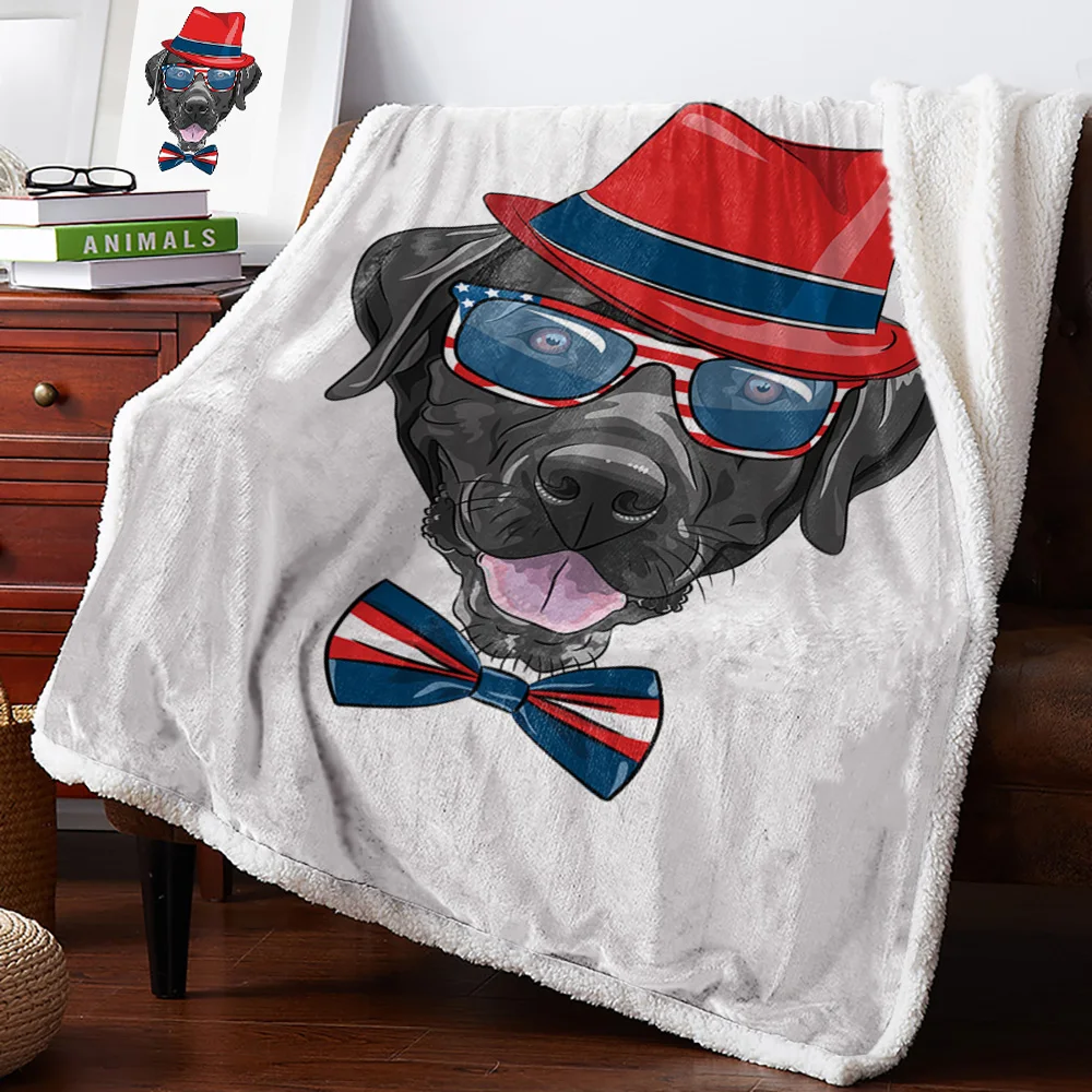 Super Soft Flannel Fleece Sherpa Couch Throw Blanket Cartoon Dog Sofa