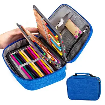 

durable Polyester Large Capacity 72 Holes Zipper Pencil Case Zipper Closure Pen Bag Stationery Storage Pouch пеналы