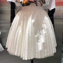 Pleated Skirt for Woman 2020 Spring Summer New Style Puffy Pleated Skirts Solid Color High Waist Girls Students' Skirt Women's