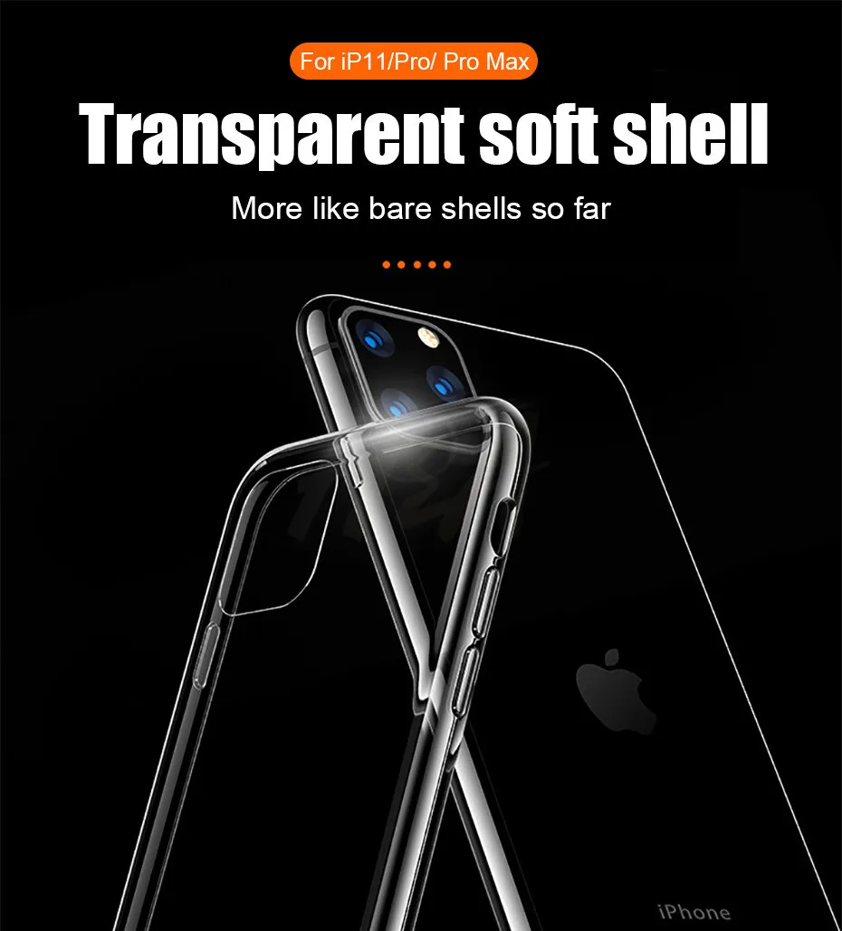 H& A Ультратонкий Прозрачный чехол для Apple iPhone 11 Pro Max чехол s Прозрачный мягкий TPU чехол Xs Max Xr X чехол для телефона