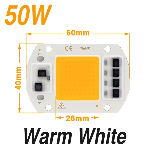 Светодиодный светильник для выращивания, COB чип, полный спектр, 3 Вт, 5 Вт, 7 Вт, 9 Вт, 12 Вт, 20 Вт, 30 Вт, 50 Вт, 220 В, светодиодный светильник для растений, фито-лампа для теплицы, гроубокс-палатка - Цвет: 50W Warm White