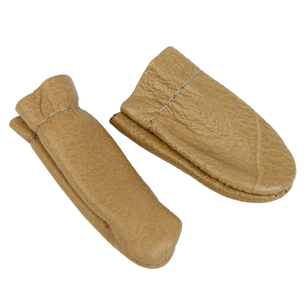 2pc Leather Needle Felting Finger Caps Cots Fingercots Protector Hand Craft Tool