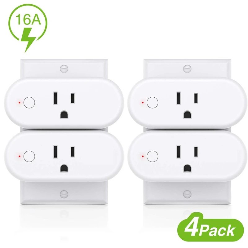 Smart Plug 15A розетка Wi-Fi для Alexa Google Home, 4 шт. в упаковке мини розетка с таймером Функция и защита от перегрузки штепсельная вилка стандарта США