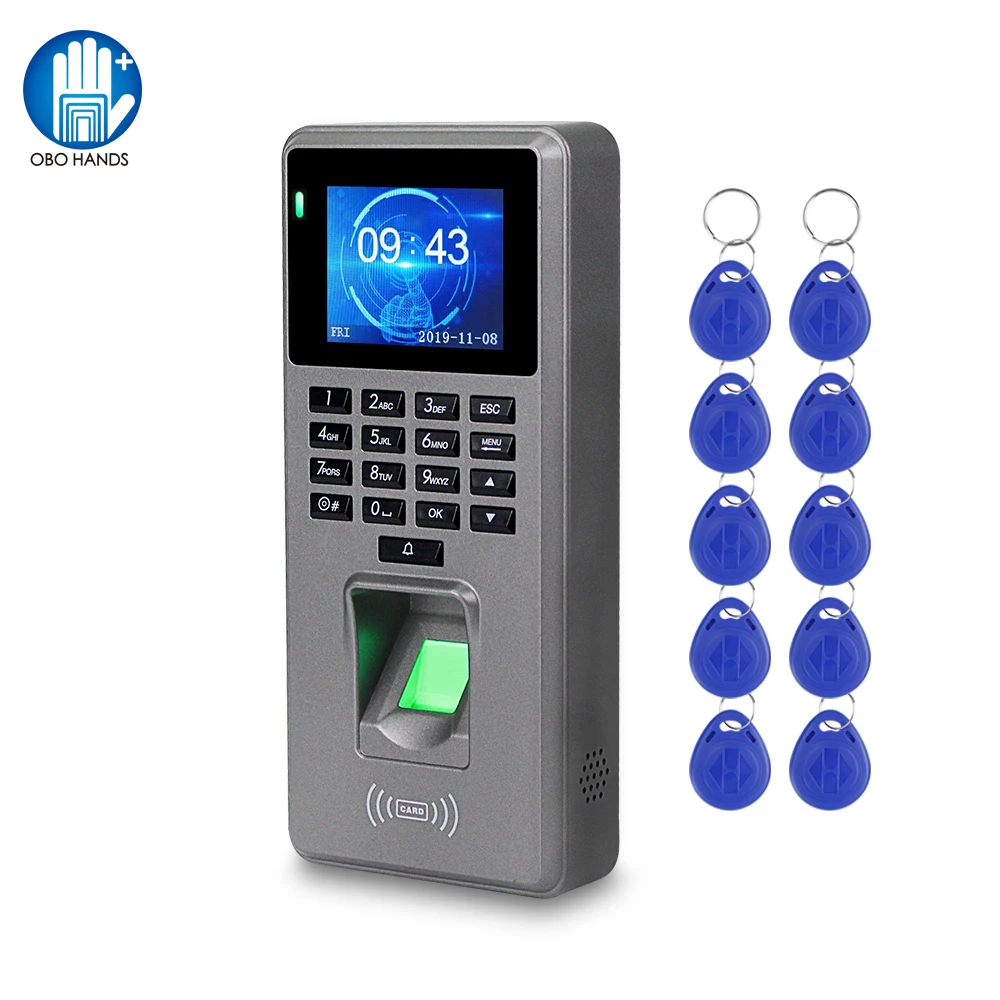

Fingerprint Access Control RFID Keypad USB Biometric Access Control System Electronic Time Clock Attendance Machine +10 Keyfobs
