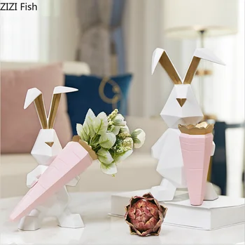 

NORDIC CREATIVE RESIN CARTOON RABBIT VASE FLOWER ARRANGEMENT DECORATIVE ORNAMENTS MODERN HOME DESKTOP DECORATION CHILDREN'S ROOM