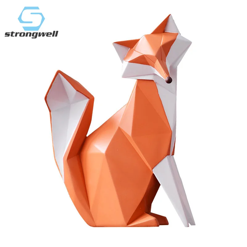 Strongwell Nordic 3D Geometric Fox Sculpture Animal Statue Resin Crafts