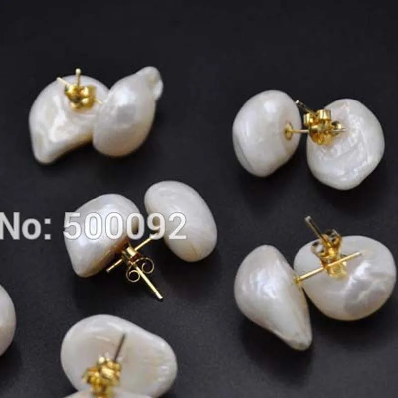 Серьги гвоздики из пресноводного жемчуга в стиле барокко 14 15 мм|pearl earrings|cultured pearl