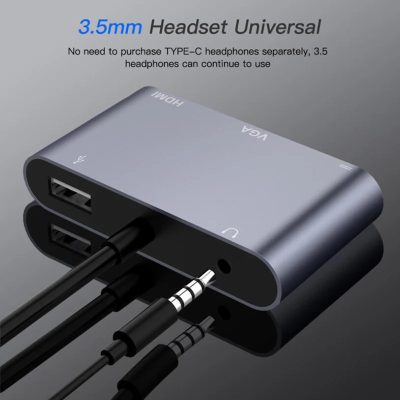 5 в 1 USB C HDMI Type к 4K адаптер VGA USB3.0 o видео конвертер PD Быстрая зарядка для Pro