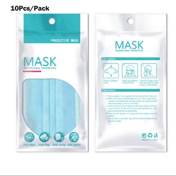 

10Pcs 3-Ply Disposable Face Mask Protective Mask Dust Proof Mouth Mask Non-woven Fabrics Protection Cover Wholesale Dropshipping