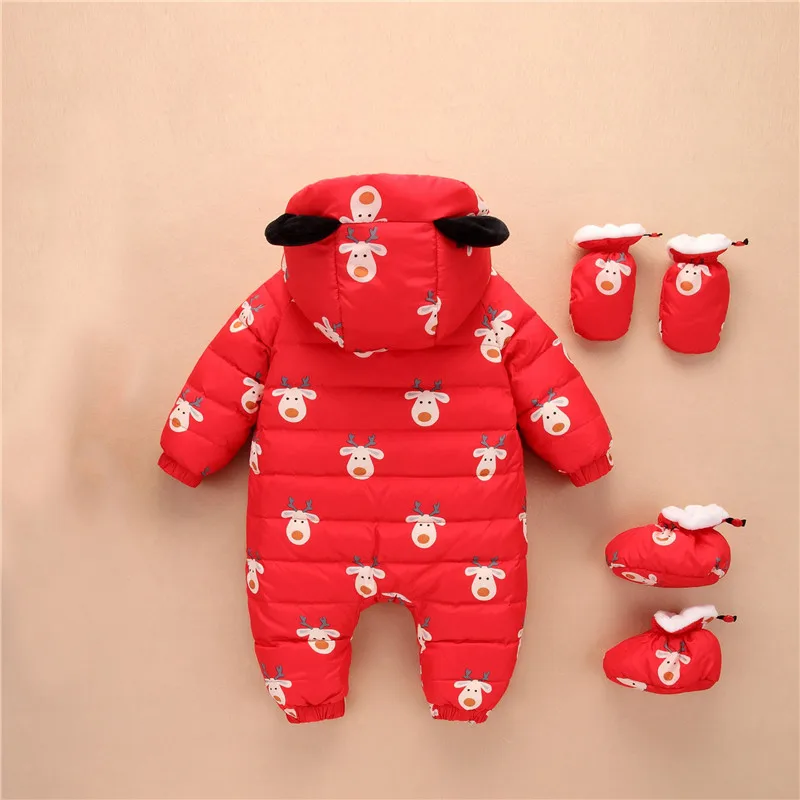 Зимний комбинезон с капюшоном для мальчиков; зимний теплый комбинезон для малышей; зимняя одежда для детей 12-24 месяцев