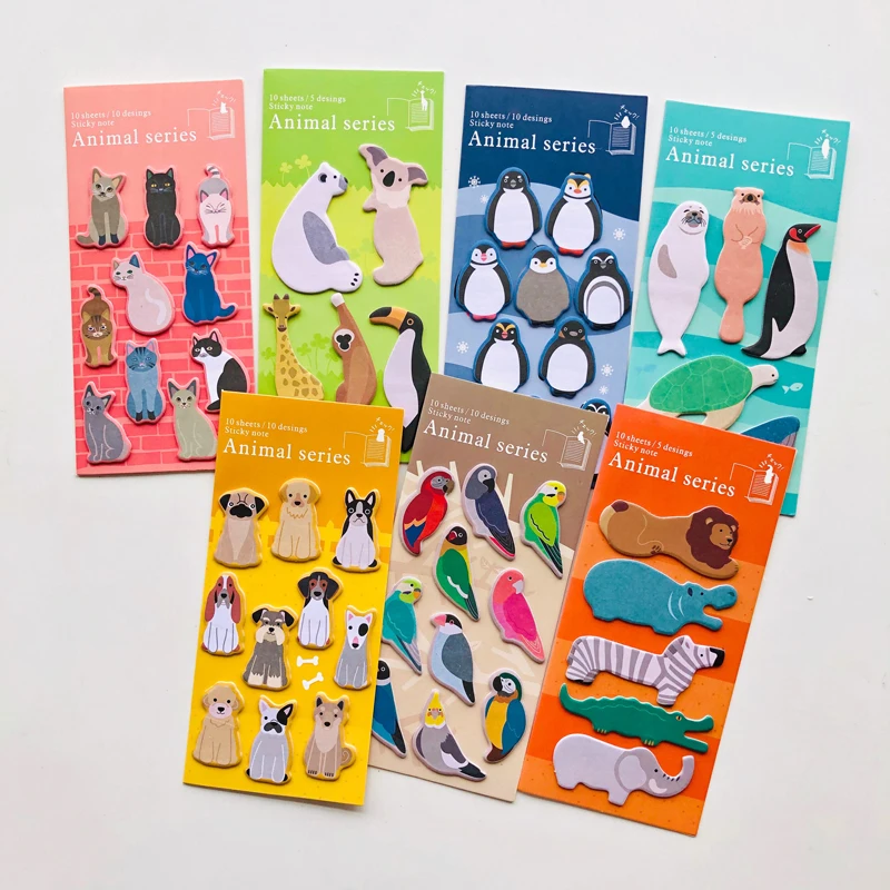 

1X Kawaii Penguin Cats Dogs Zoo Animals Memo Pad Sticky Notes Notepad