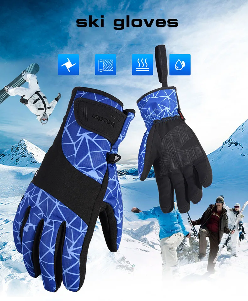 Зимние профессиональные лыжные перчатки для мужчин и женщин износостойкие водонепроницаемые теплые перчатки ветрозащитные нескользящие перчатки для катания на лыжах, сноуборда