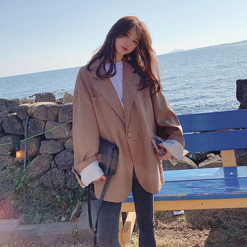 

Small Suit Coat 2019 Autumn Thin Casual Retro Fashion Elegant British-Style One-Button Korean-style GIRL'S Set