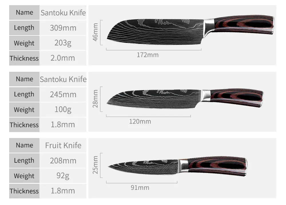 Кухонные ножи из нержавеющей стали, имитация Дамасского узора, нож шеф-повара, острый нож Santoku Nakiri, нож для нарезки, инструменты для приготовления пищи