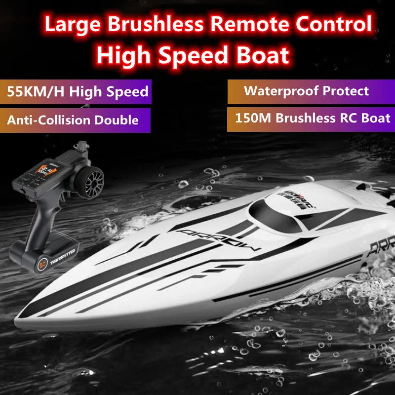 

Большая бесщеточная скоростная лодка с дистанционным управлением, 150 м, двухслойная водонепроницаемая система охлаждения с защитой от столкновений, модель радиоуправляемой лодки