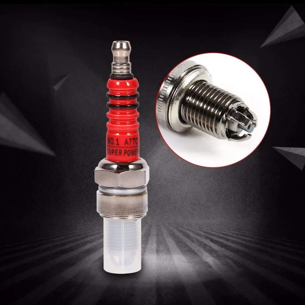 Motorcycle spark plug 2PCS 3 electrode spark plug A7TC for GY6 50cc 110cc 125cc 150cc Atv scooter dirt bike go kart
