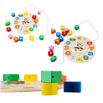 

Alarm Clock Toy Digital Shape Matching Hand Grab Board Multi-function Puzzle Beaded Building Blocks Early Education Toy