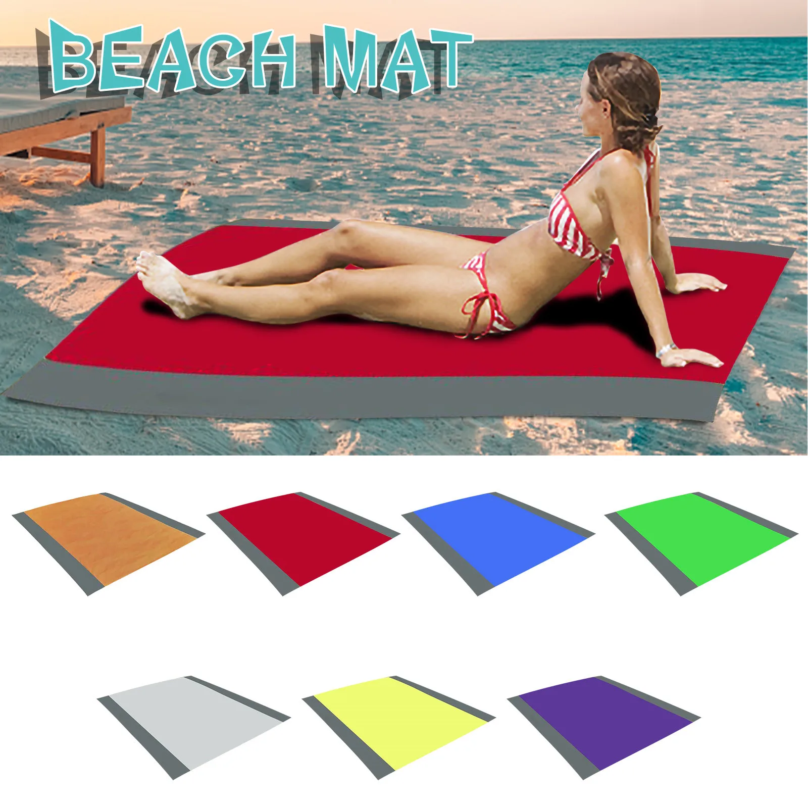 55x79" Sand-Free Beach Mats Sand Proof Rug Picnic Blanket For Camping Outdoor A 