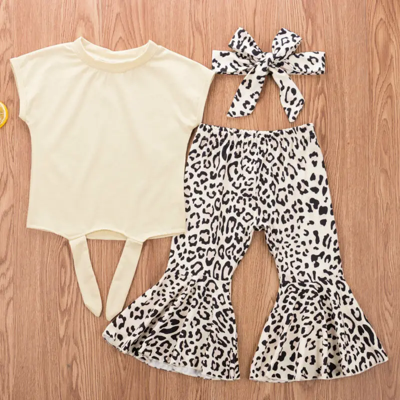 

Toddler Newborn Baby Girl Clothes Tops+Leopard Long Pants+Headband Outfits Set