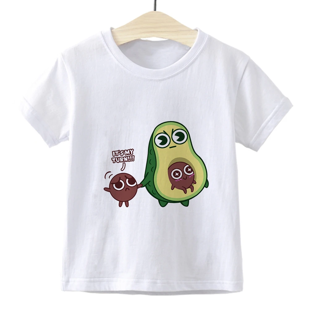 

IT'S MY TURN Avocado Baby Girl Clothes Hip Hop Graphic Versatile Vogue Children T-shirt Hipster Fashion Kawaii Trendy Kid Tshirt