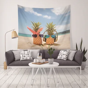 

Art wall Tapestry Summer pineapple Can Diy Custom Made You Picture Phot bedroom privacy Occlude mural decoration Tapestry E0446
