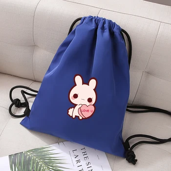 

New Fashion Cartoon Cute Rabbit Drawstring Bag Women Men Outdoor Travel Backpack Student Girl Student Teenager Schoolbag