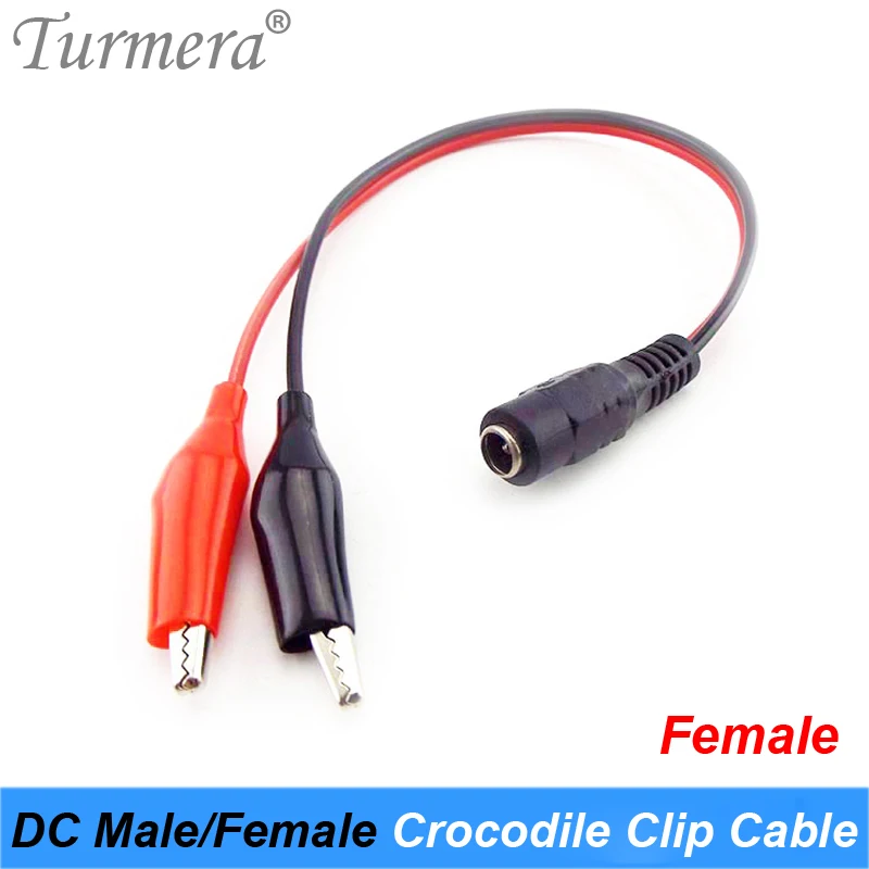 DC Male Female Jack Connector Alligator Clips Crocodile Wire 12V Battery Cable To 2 Alligator Clip Connected Voltage 5.5 X 2.1mm 25cm 04