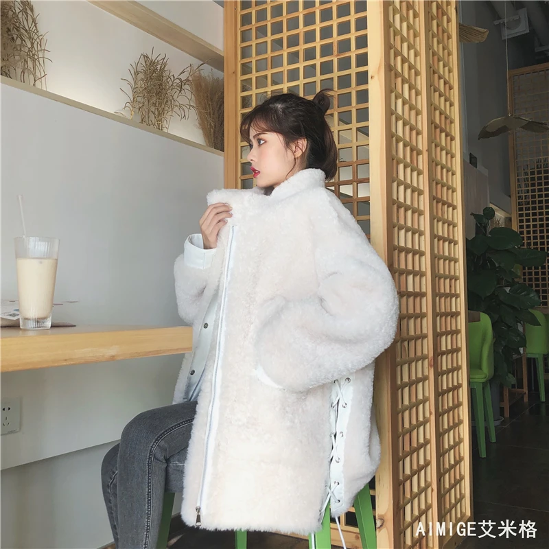 women's clothing winter outerwear coats new lambs wool plush curly fur coat Leather grass 1018