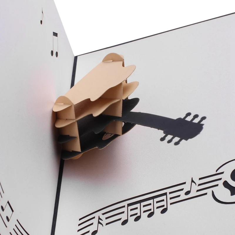 3D pop-up лазерная резка старая карточка гитара открытка День рождения поздравительная открытка