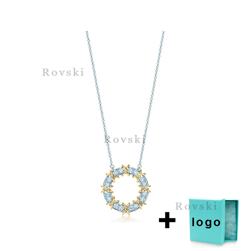 

XL TFX TTFF Rllen Original Popular Brand Diamond Cross Necklace Suitable for Women's Party Jewelry Wholesale Free Delivery.