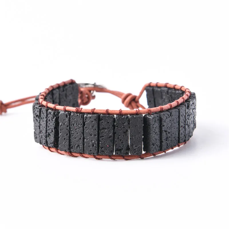 Чакра Обертывание Браслет Из Черной Лавы камень браслет DIY ароматерапия эфирное масло диффузор Йога браслет, бижутерия для женщин и мужчин