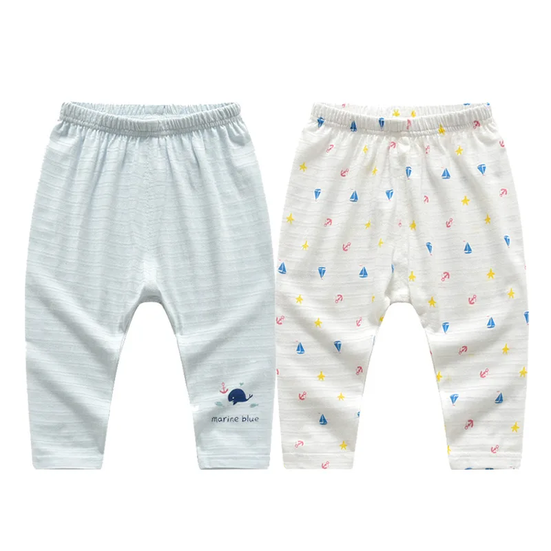 2pcs-whale Новые детские ультра-тонкие противомоскитные штаны для маленьких мальчиков и девочек, Штанишки для малышей из бамбукового волокна тонкие свободные базовые штаны-шаровары брюки для девочек домашняя одежда - Цвет: 2pcs-whale