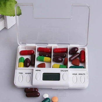 

Alarm Timer Pills Multifunctional Smart Pill Box 4 Grid Intelligent Storage Box Electronic Timing Reminder Medicine Boxes