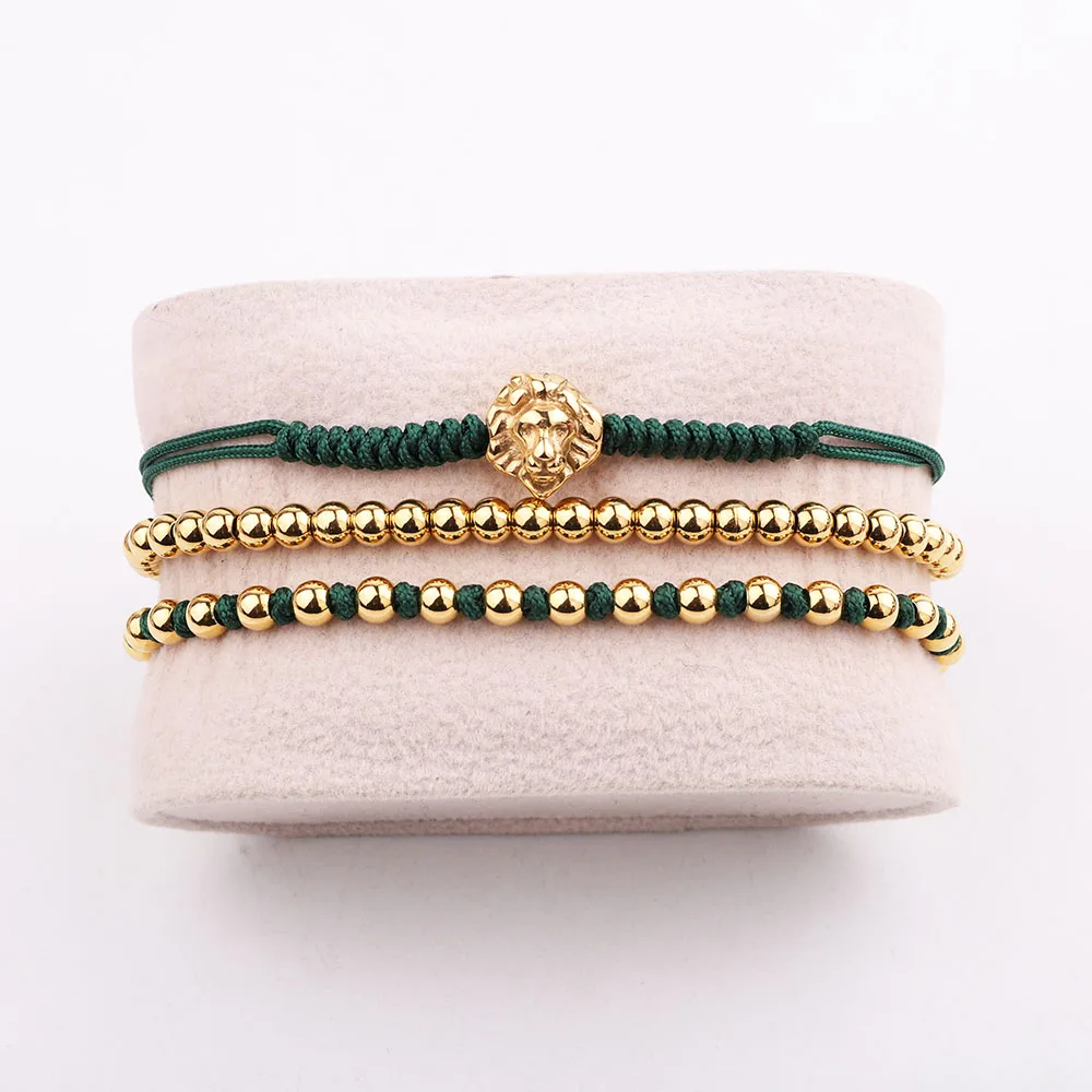 JARAVVI New Design High Quality Stainless Steel Beads Lion Charm Cord Braided Macrame Adjustable Bracelet Set Men Women Gift - Image 6