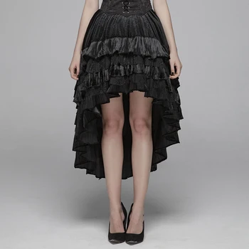 

PUNKRAVE Women's Gothic Tighten Waist Dark Grain Velvet Half Skirt Gorgeous Lotus Leaf Irregular Party Evening Dinner Skirts