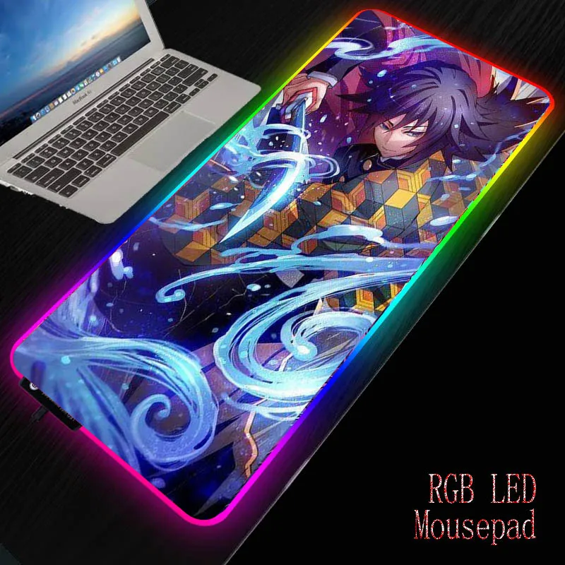 

XGZAnime Demon Slayer Kimetsu No Yaiba RGB Large Gaming Mouse Pad Gamer Xxl Computer Mousepad Led Keyboard Desk PC with Backlit