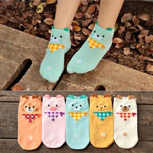 Горячая распродажа! Женские носки с героями мультфильмов; 5 пар/лот; сезон весна-лето-осень; цветные короткие носки с животными; женские забавные хлопковые носки